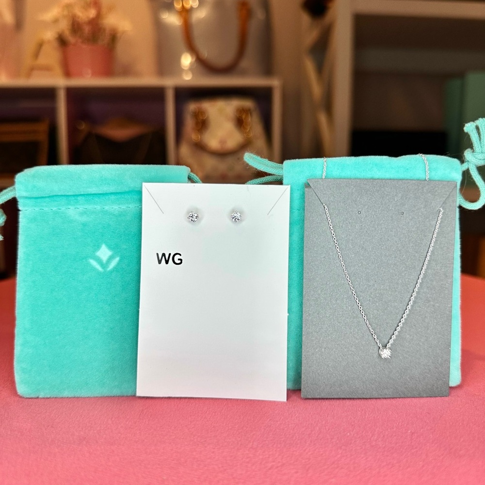 Brilliant Earth Diamond Studs and Necklace